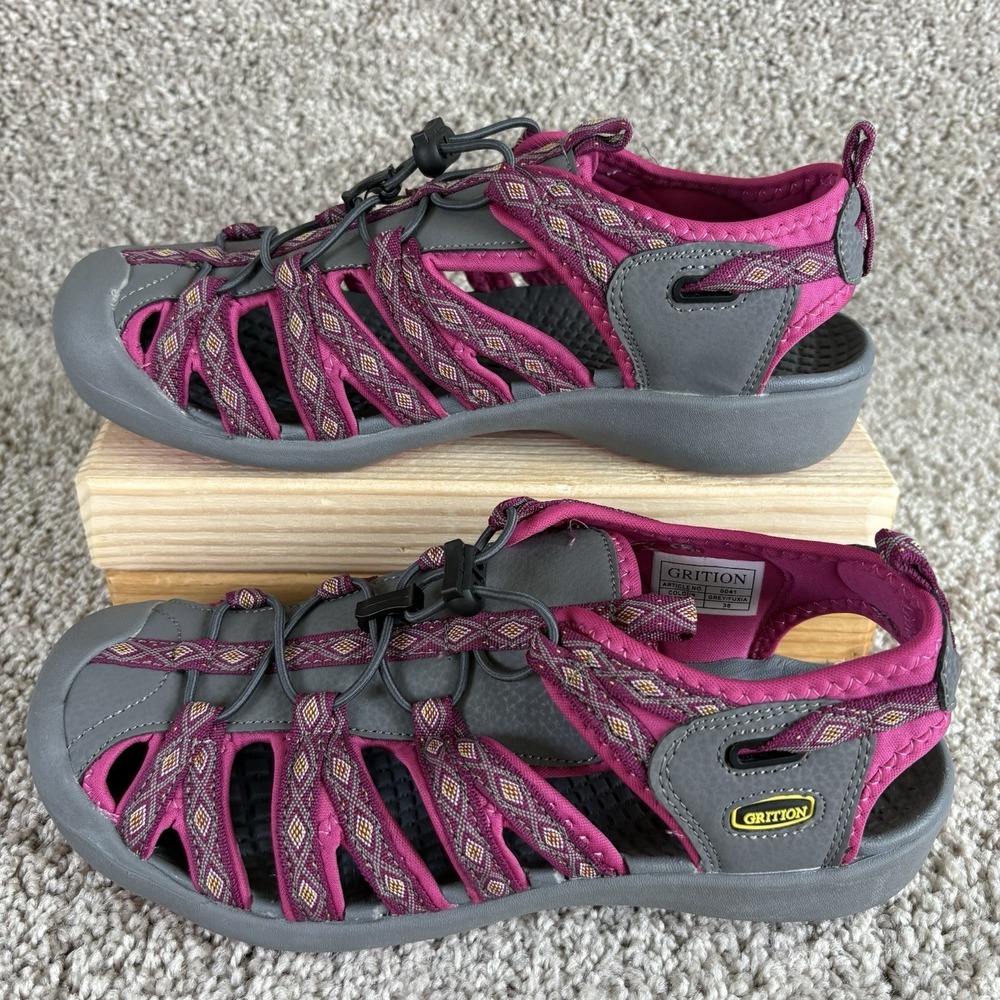 GRITION Sport Sandals Women EUR 38 Hiking Water Shoes Grey Fuchsia Outdoor